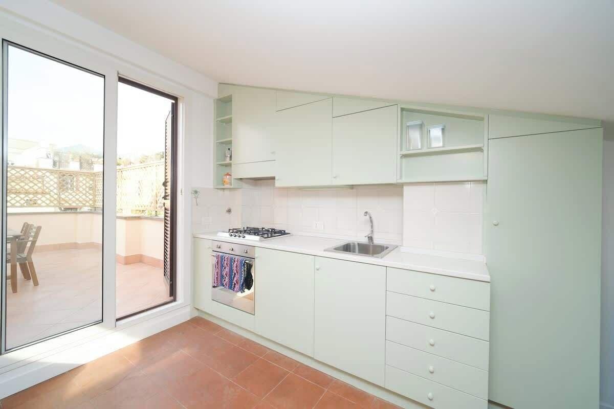 Fridge, oven, stovetop, coffee/tea maker