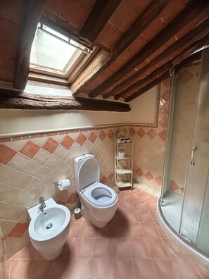 Dusche, Haartrockner, Bidet, Handtücher