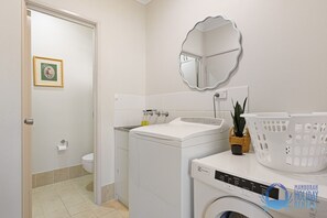 Hair dryer, towels