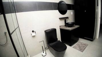 Hair dryer, soap, toilet paper