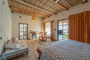 Luxury Double Room, Pool View | In-room safe, desk, blackout drapes