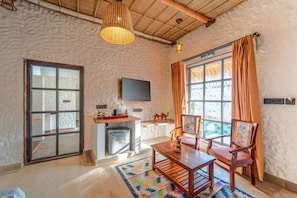 Luxury Double Room, Pool View | In-room safe, desk, blackout drapes