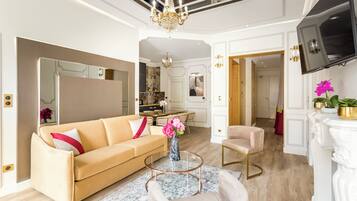 Apartment, City View | Living area | 43-inch Smart TV with cable channels, Netflix, streaming services