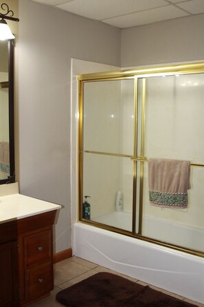 Hair dryer, towels, toilet paper