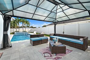 Outdoor pool - Luxe 5BR/4BA with Pool, Hot tub, & 5 Mins to Beach (Jupiter)
