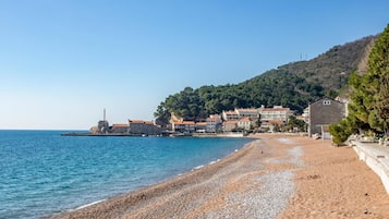 On the beach, white sand