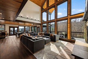 Smart TV, fireplace, video games, table football - Luxury Gatlinburg Lodge | Sleeps 26• 8 BR •Views•Gym•Elevator•Hot Tub•Gameroom (Gatlinburg)
