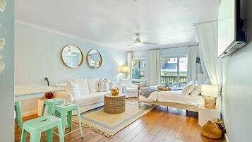 Iron/ironing board, travel crib, free WiFi, bed sheets