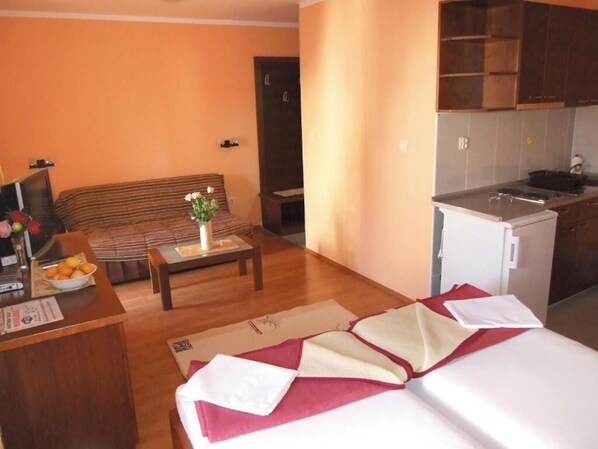 Studio Confort, balcon, vue partielle sur la mer