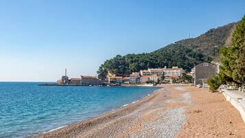 On the beach, white sand