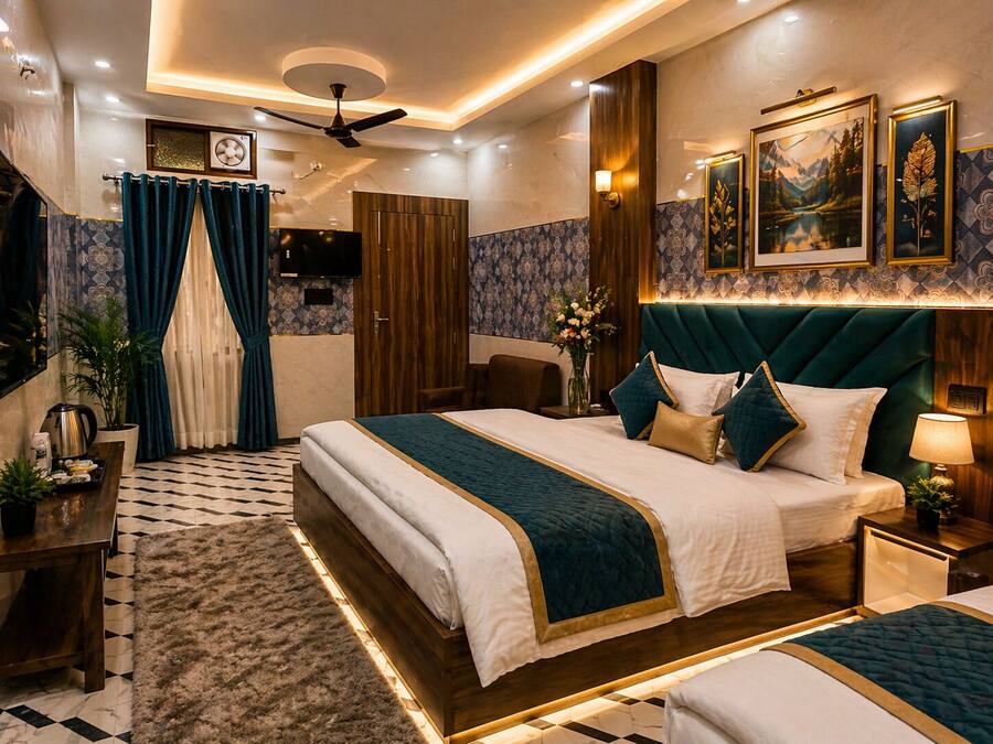 Habitación cuádruple superior | Ropa de cama de alta calidad y edredones de plumas