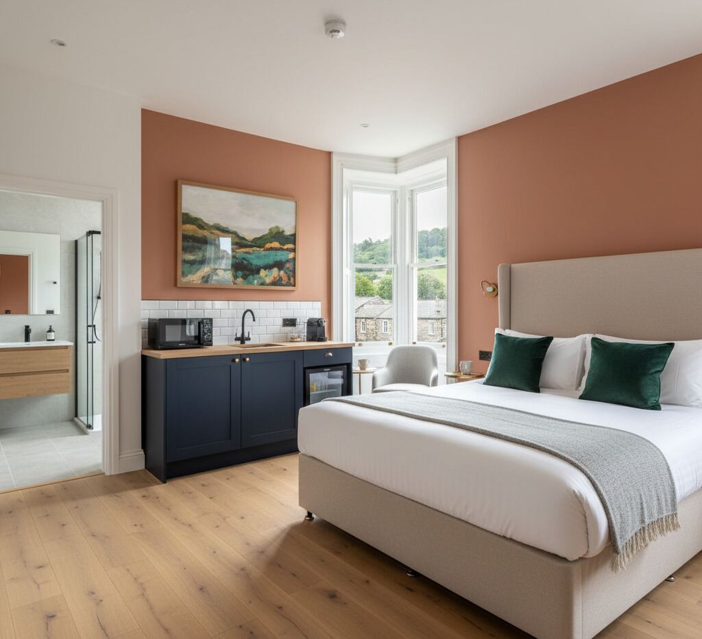 豪華開放式套房, 1 張特大雙人床和 1 張沙發床, 非吸煙房 | 隔音、熨斗/熨衣板、免費無線上網、床單