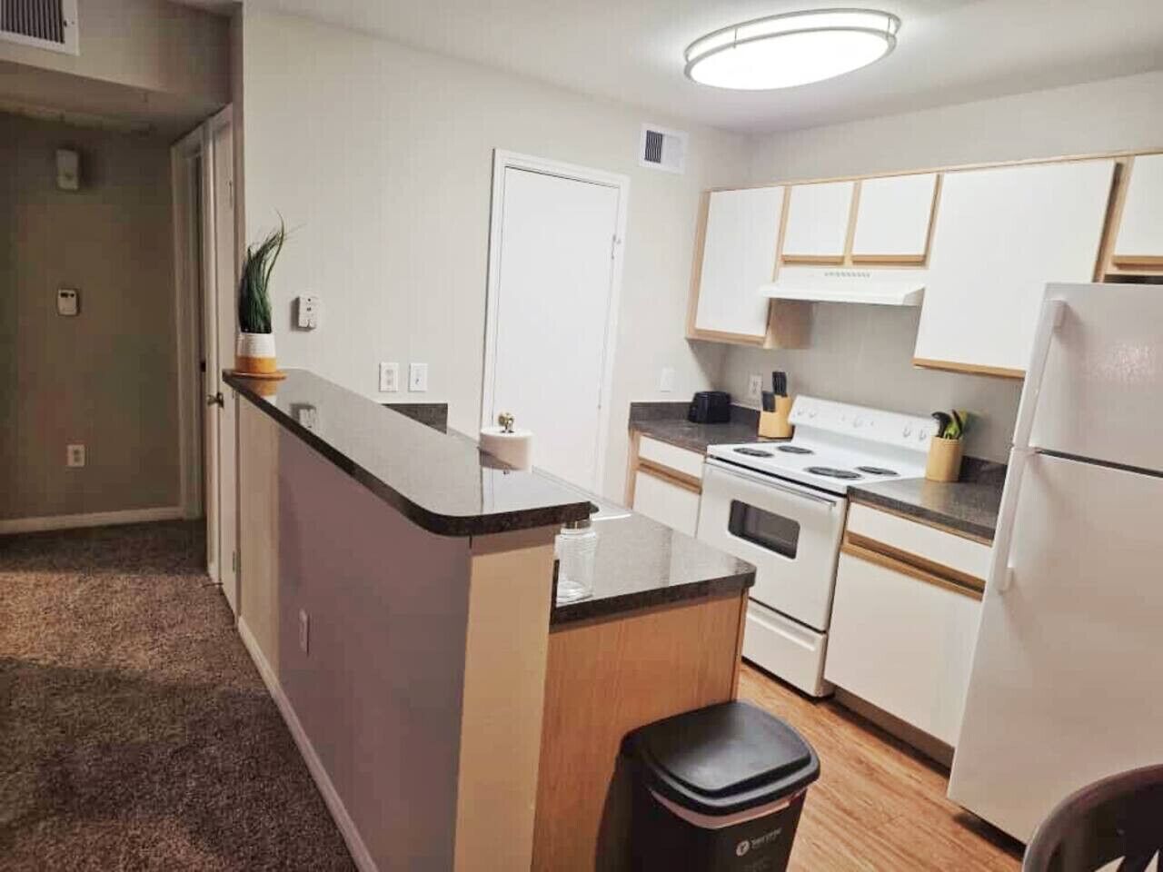 Jääkaappi, mikroaaltouuni, uuni, liesi