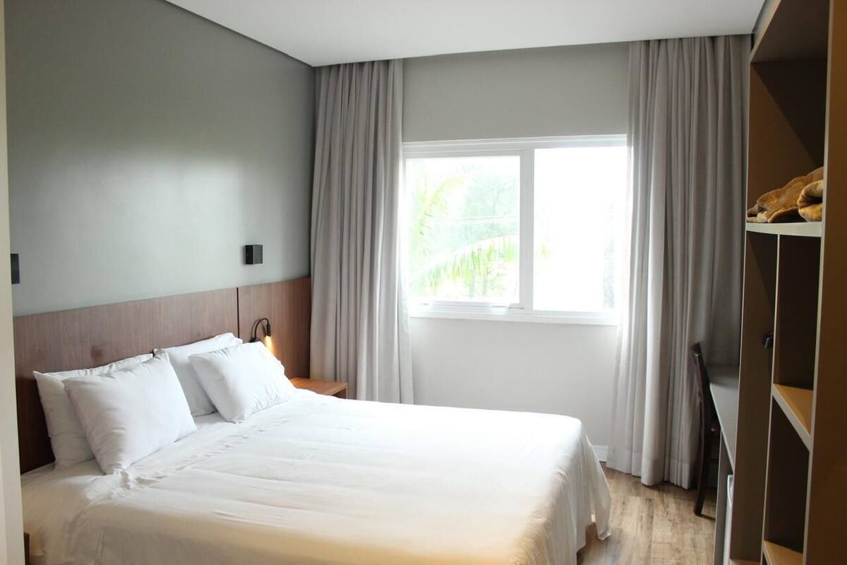 Deluxe Double Room, Partial Lake View | Desk, laptop workspace, blackout curtains, iron/ironing board