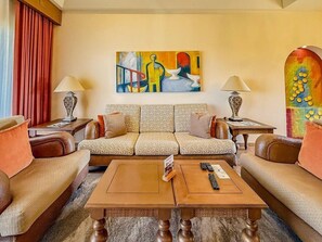 Premium Villa, 2 Bedrooms, Ocean View, Oceanfront | Living area | 50-inch Smart TV with cable channels - The Royal Haciendas All Suites Resort (Playa del Carmen)