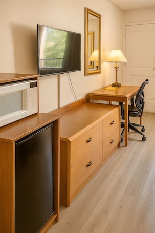 Escritorio y espacio para trabajar con laptop . MHO Hotel Dover