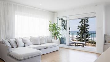 Smart TV, chimenea y libros