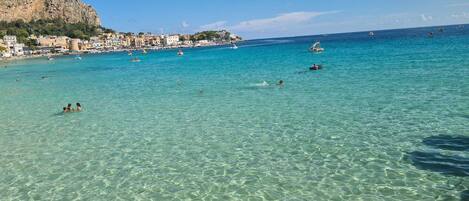 Beach nearby, sun loungers, beach towels