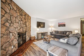 TV, fireplace