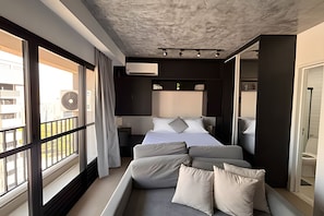 Apartment | Desk, laptop workspace, blackout curtains, soundproofing