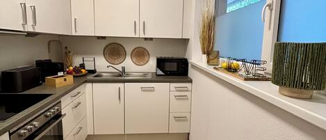 Microondas, horno, placa de cocina y lavavajillas