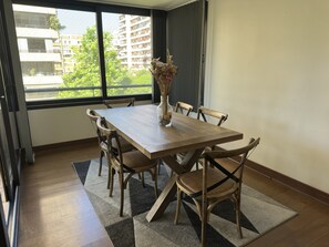 Family Apartment, Balcony, City View | Dining room