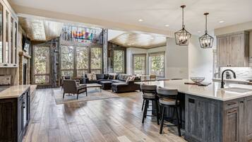 Smart TV, fireplace, foosball, offices