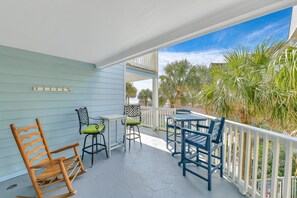 Outdoor dining - 2BR/2BA Condo at Beachfront Resort with Two Balconies – Perfect Beach Getaway! (Galveston)
