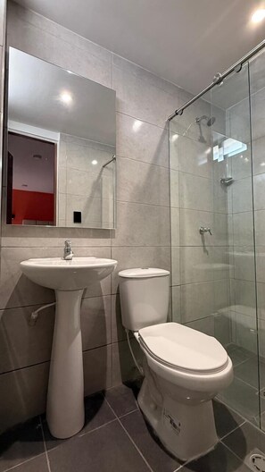 Ducha, toallas, jabón, papel higiénico