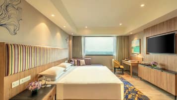 Minibar, desk, laptop workspace, soundproofing