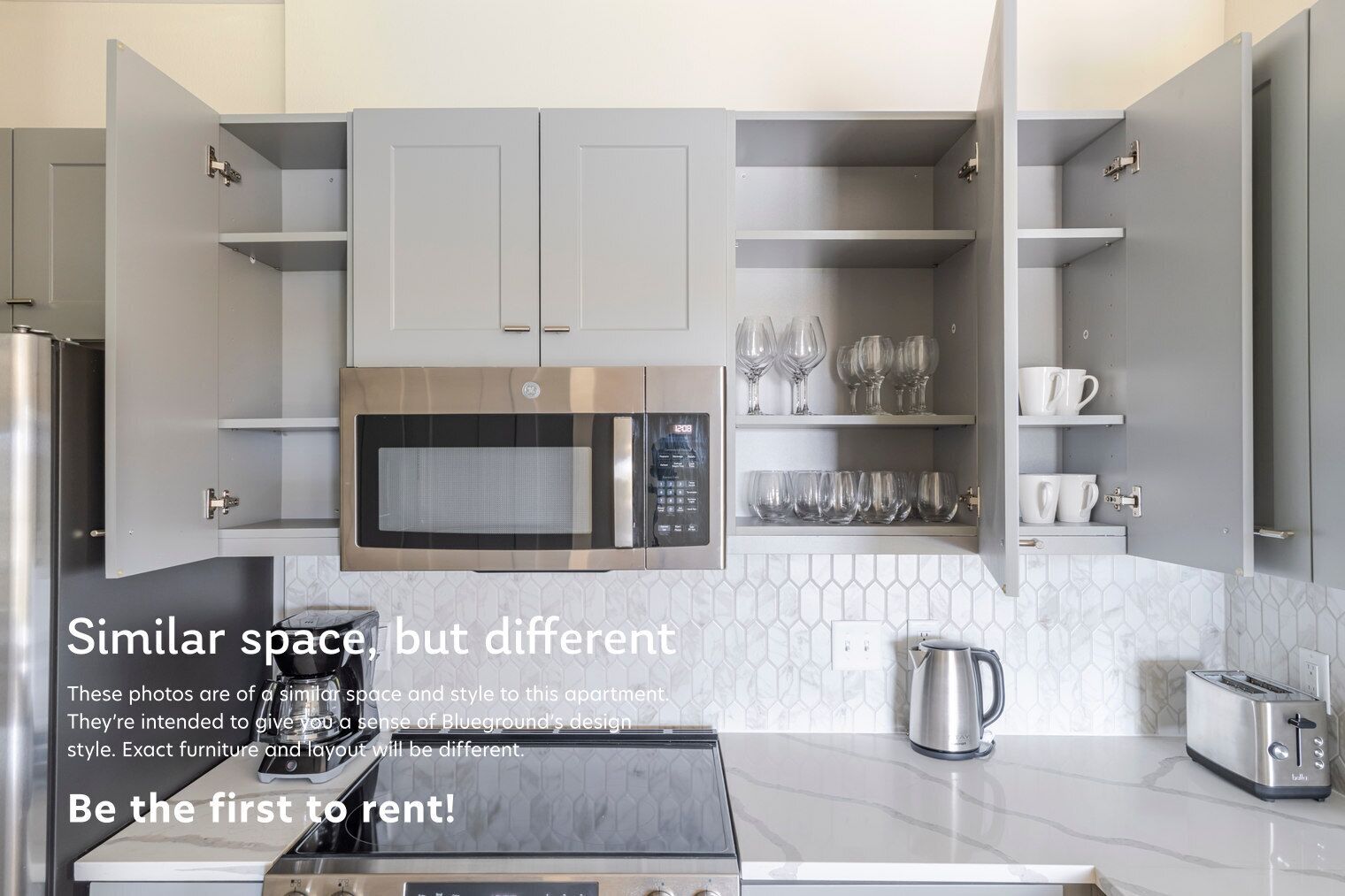 Fridge, microwave, oven, dishwasher