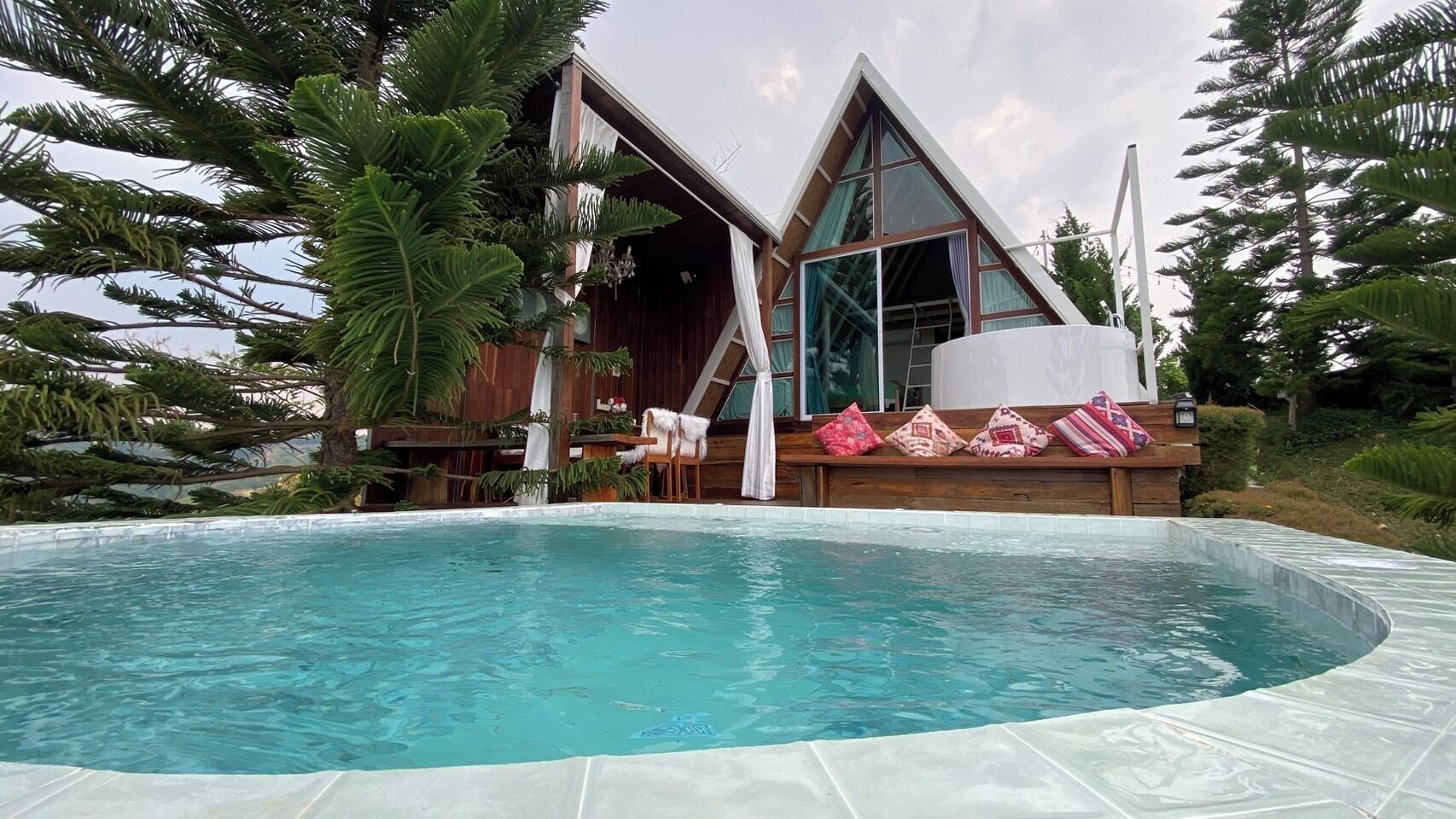 Chambre (A-Frame Premium Wooden Cottage) | Piscine privée