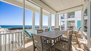 Outdoor dining - Gulf-Front Gem, Renovated Beach Home, Coastal Beauty by Kaiser Vacation Rentals (Gulf Shores)