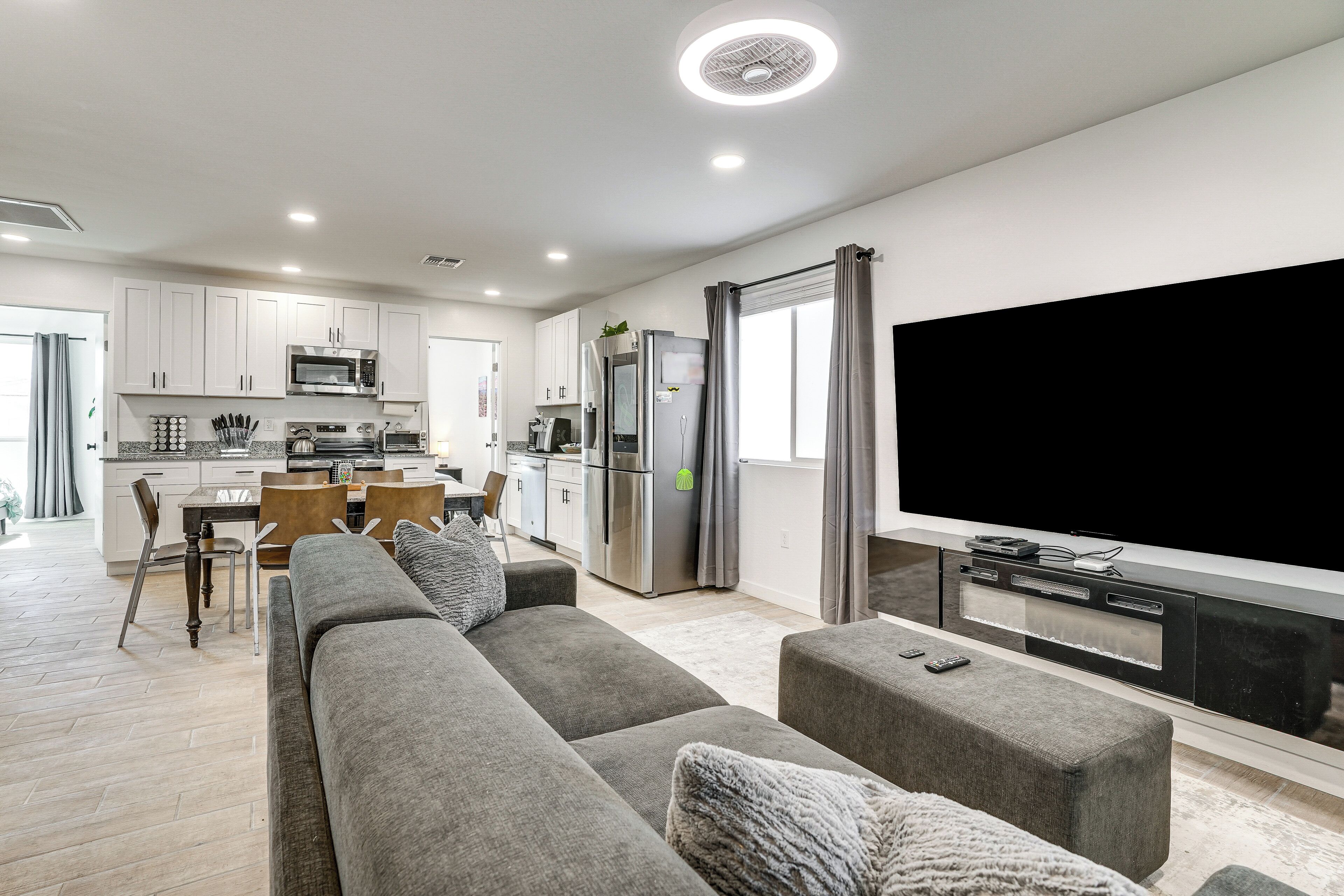 TV, fireplace, video games, DVD player