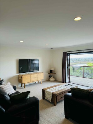 Una televisión, una chimenea