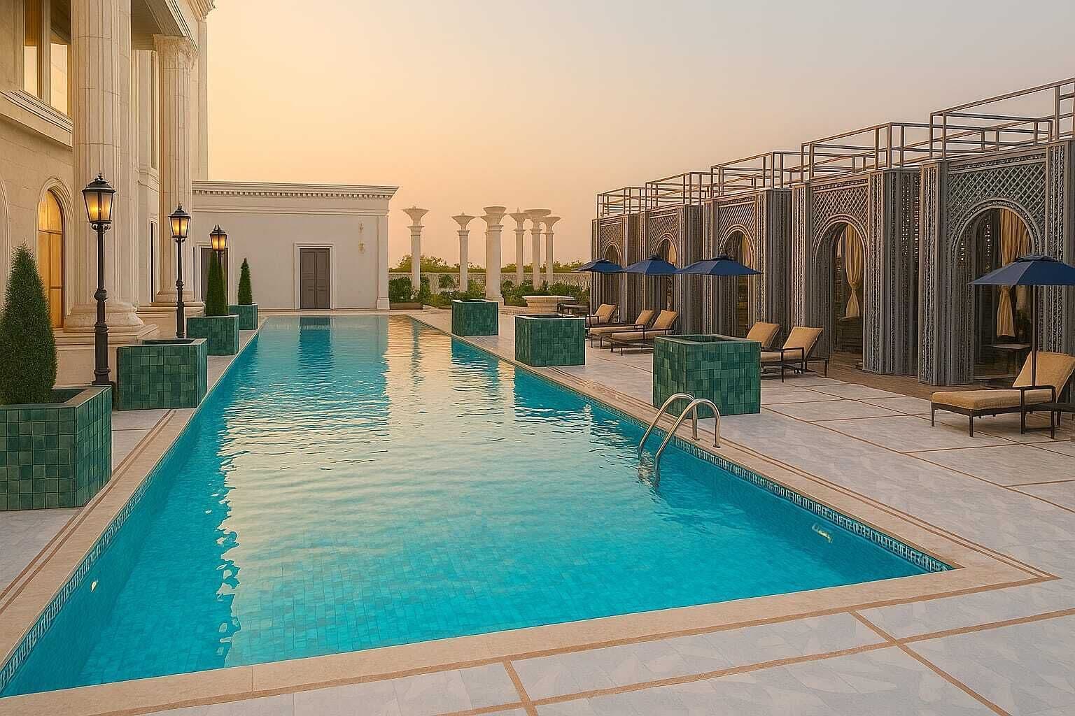 15 座室內游泳池，開放時間為 08:00 至 20:00，提供免費遮陽小屋和泳池遮陽傘