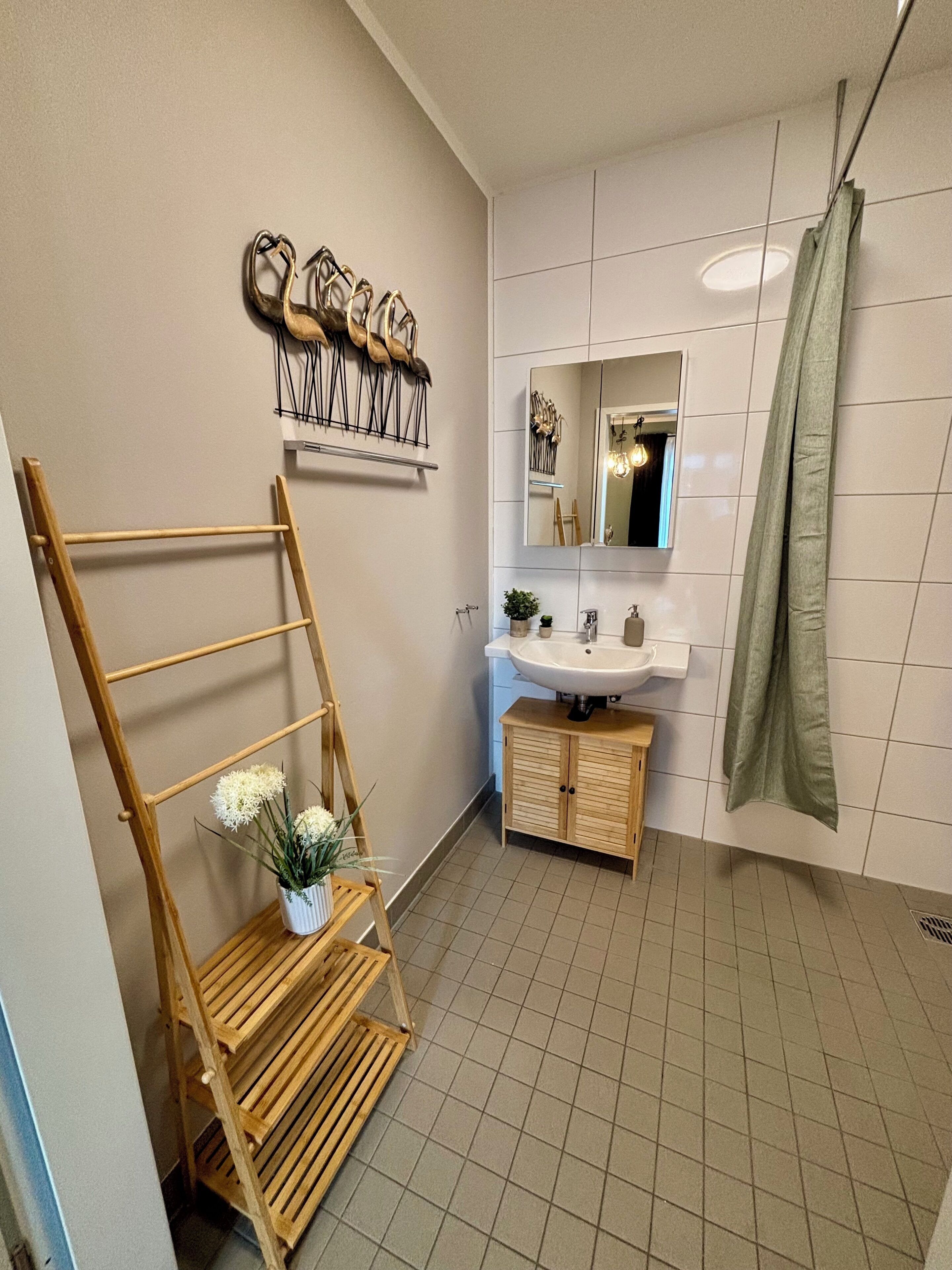 Dusj, hårføner, såpe og toalettpapir