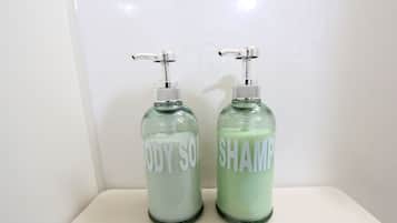 Haartrockner, Handtücher, Seife, Toilettenpapier