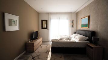 Een strijkplank/strijkijzer, wifi, beddengoed