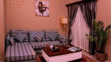 Blackout curtains, iron/ironing board