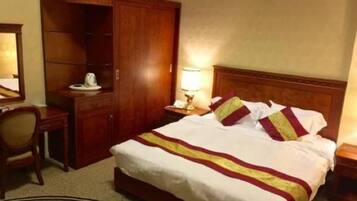 Blackout curtains, iron/ironing board