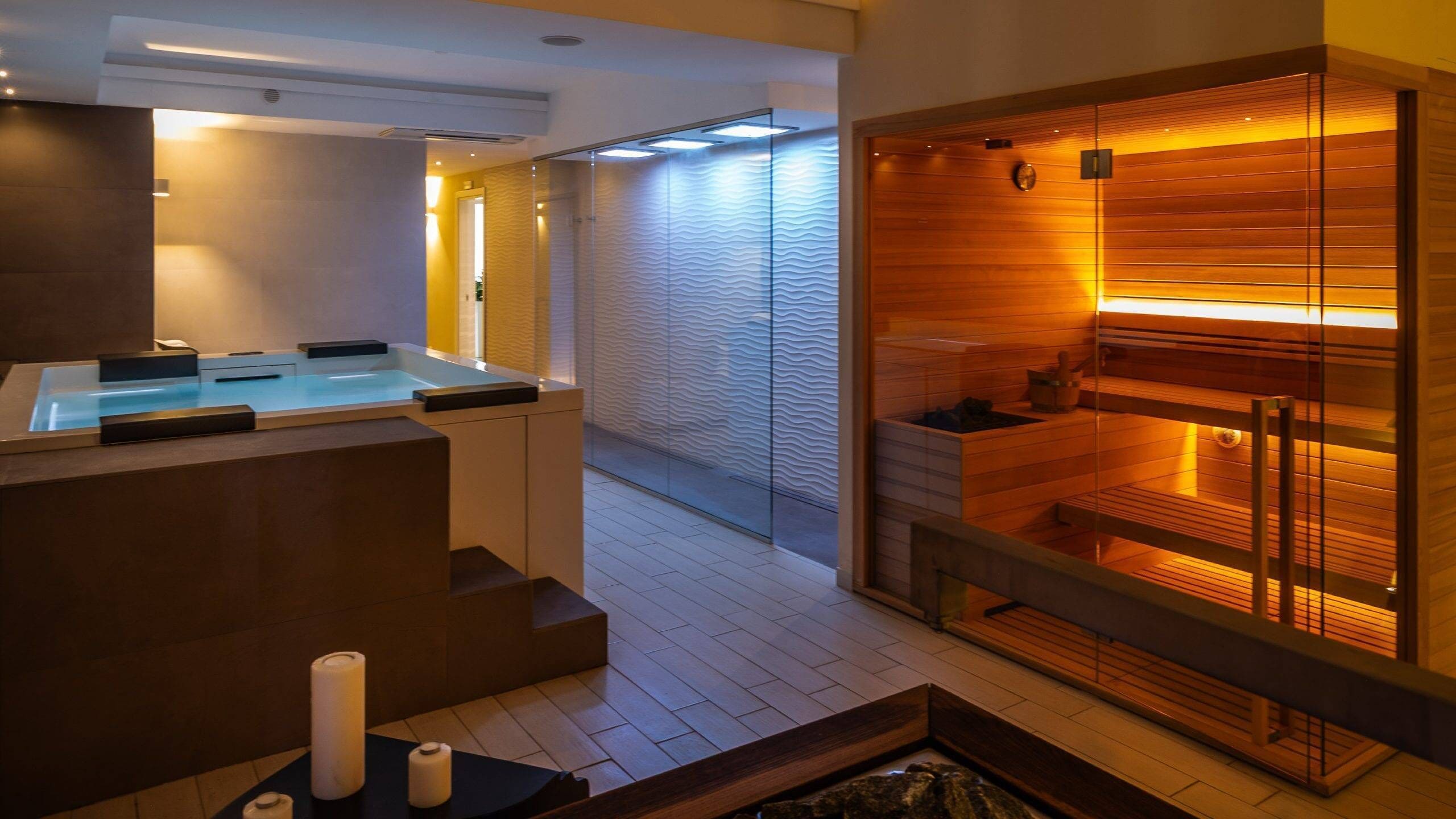 Sauna, hot tub, steam room, body treatments, body scrubs, facials