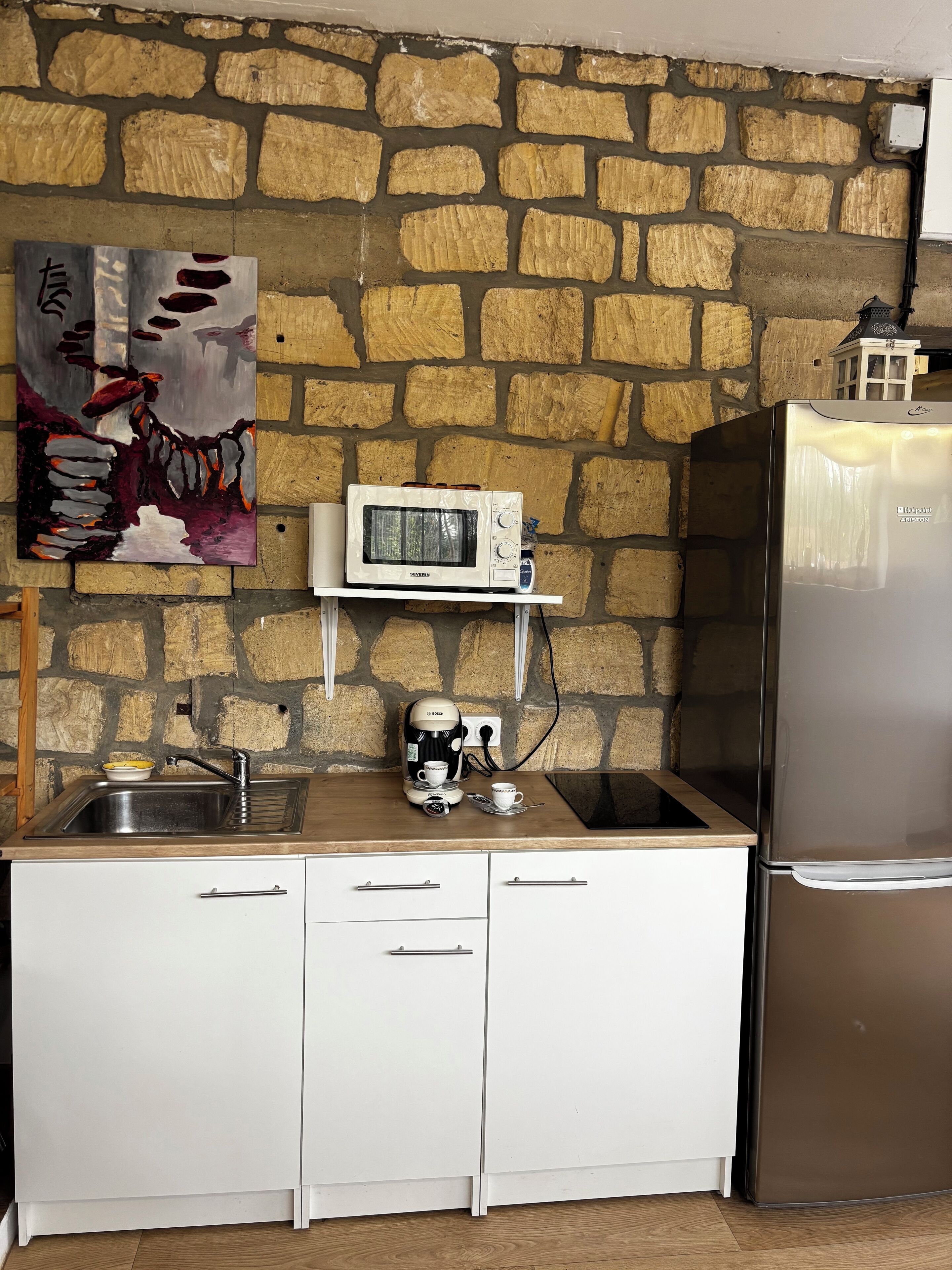 Microondas y placa de cocina