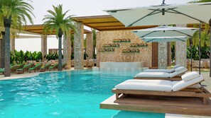Seasonal outdoor pool, pool umbrellas, sun loungers - NG Sign Bodrum (Bodrum)