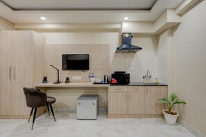 Fridge, microwave - The Paras Studio Serviced Apartments (Gurugram)