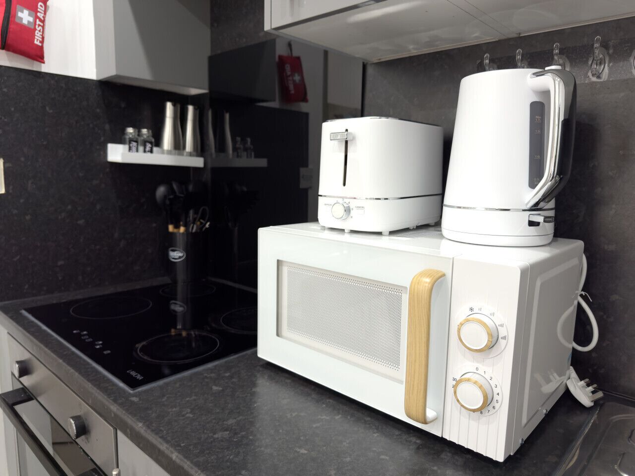 Microwave, oven, stovetop, toaster