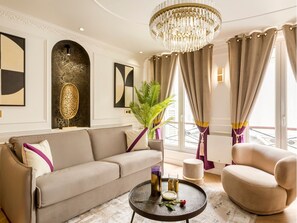 Apartment, Courtyard View | Living area | 43-inch Smart TV with cable channels, Netflix, streaming services