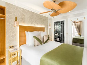 Appartement, uitzicht op de binnenplaats | Hypoallergeen beddengoed, pillowtop-bedden, een kluis op de kamer