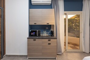 Mini-fridge, microwave