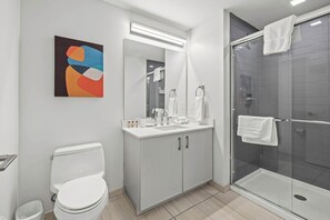 Dusche, Haartrockner, Handtücher